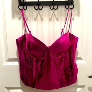 NWOT Fashion Nova Pink Metallic Corset (1XL)